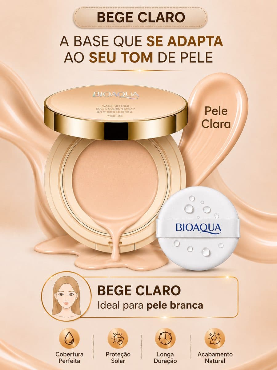 Base tom Bege Claro, ideal para pele clara