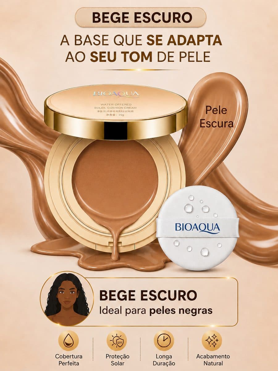 Base tom Bege Escuro, ideal para peles negras