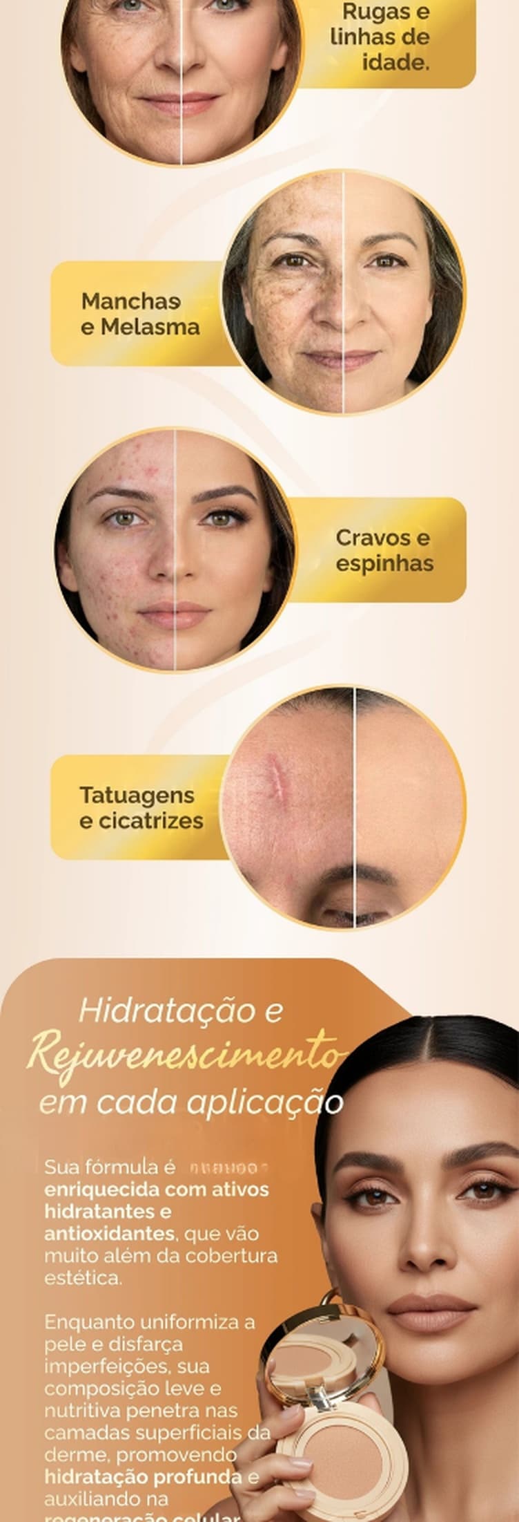 Antes e depois: rugas, manchas e melasma, cravos e espinhas, tatuagens e cicatrizes
