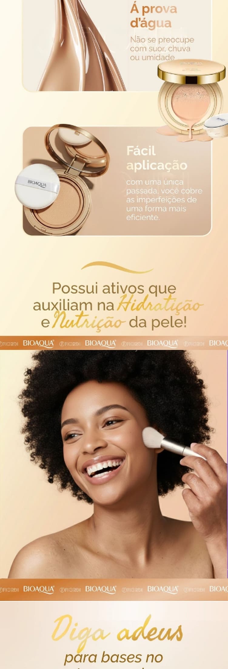 À prova d'água, fácil aplicação e ativos de hidratação e nutrição